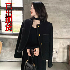 批发法式百搭长袖高级小香风<b class='q'>外套</b>小个子短款<b class='q'>修身</b>温柔风单排扣黑色<b class='q'>外套</b>