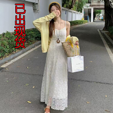 批发白色蕾丝吊带<b class='q'>连衣裙</b>子<b class='q'>女</b>夏季2025新款爆款小个子绝美穿搭长裙套装