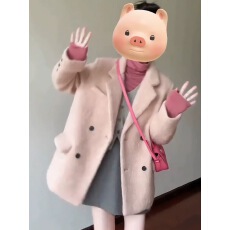 批发2025冬季新款粉色温柔风双排扣毛呢西装外套女韩系高级感<b class='q'>西服</b>上衣