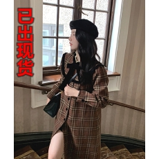 批发鹿阿姨卓叔叔◆法式复古高级感气质格纹毛呢外套女2025年秋季