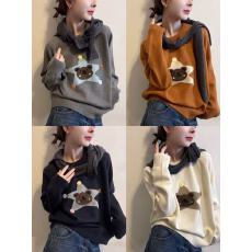 批发五角星小熊羊毛针织衫女欧洲站2025<b class='q'>冬</b>装新款欧货女装时尚打底衫潮