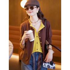 批发韩系早秋穿搭假两件针织开衫<b class='q'>外套</b>秋装女2025<b class='q'>新款</b>时尚洋气秋季上衣