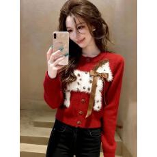 韩系慵懒黑色圆领毛衣外套女冬季巨好看卡通小马针织开衫保暖上衣