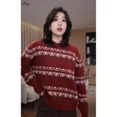 批发老琴私服松针落绒绵羊毛费尔岛针织<b class='q'>衫</b>打底套头毛衣女冬季