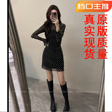 批发大婷婷长袖圆领修身<b class='q'>波点</b><b class='q'>连衣裙</b>时尚显瘦气质初秋新款裙子