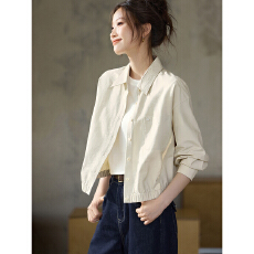 批发纸感棉<b class='q'>衬衫</b>外套25秋款MIU风轻<b class='q'>户外</b>微皱肌理棉休闲外套