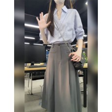 批发秋季韩系穿搭盐系轻熟高级感<b class='q'>职业</b>通勤气质衬衫裙子时尚套装女早秋