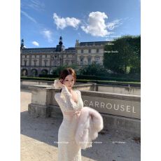 批发Catyears猫年10.08新品95折+8.5折纷纷秋叙~毛绒蕾丝修身裙