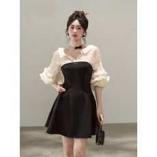 批发假两件法式<b class='q'>波点</b><b class='q'>衬衫</b>长袖连衣裙秋装2025新款设计感小众绝美a字裙