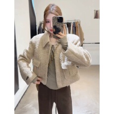 批发<b class='q'>韩版</b>小香风圈圈呢软糯短款修身毛呢<b class='q'>小外套</b>加厚小个子气质上衣