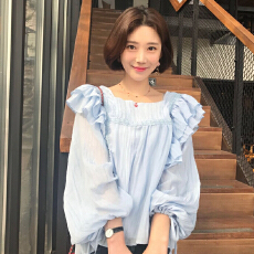 批发2025春夏新款蕾丝拼接长袖蝴蝶结系带气质小衫女设计肌理感上衣