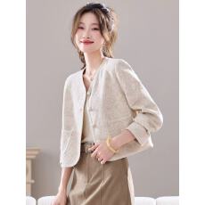 批发<b class='q'>亚麻</b>刺绣<b class='q'>外套</b>女春秋新款巨好看别致漂亮减龄休闲短款小衫上衣