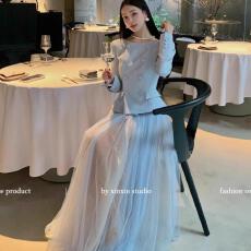 批发时髦斯嘉丽2025超火春装套装开春穿搭上衣外套女半身纱裙