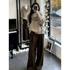 批发深<b class='q'>冬</b>穿搭一整套今年流行高级感别致时尚加厚针织毛衣休闲裤两件套