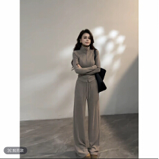 批发大婷婷<b class='q'>冬</b>季新款休闲慵懒时尚套装上衣抽绳长裤阔腿裤长袖