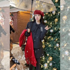 批发壹壹伦敦<b class='q'>冬</b>夜<b class='q'>冬</b>季新款蝴蝶结加棉外套半身裙两件套