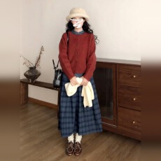 批发新款设计感小众短款针织开衫<b class='q'>女</b>外搭慵懒软糯毛衣<b class='q'>半身裙</b>套装两件套