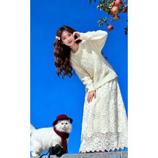 批发巨好穿巨好看~ 麻花针织毛衣气质<b class='q'>蕾丝</b>半身裙女秋季新款显瘦两件套