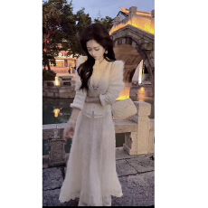 三生三世•白浅古典连衣裙/仙气开衫套装秋装新款新中式套装