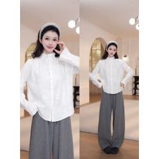 批发YY·studio休闲百搭提花白<b class='q'>衬衫</b><b class='q'>长袖</b>打底衫