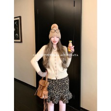 批发LUU桃喜儿/12.8晚20点上新 豹纹设计感鱼尾<b class='q'>半身裙</b>女秋冬宽松短裙