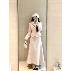 批发韩系甜美千金风蝴蝶结上衣套装<b class='q'>女</b>冬季洋气减龄翻领外套气质半身裙