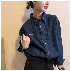 批发字母刺绣磨毛<b class='q'>牛仔</b><b class='q'>衬衫</b><b class='q'>女</b>欧洲站2025冬装新款欧货<b class='q'>女</b>装时尚打底衫潮