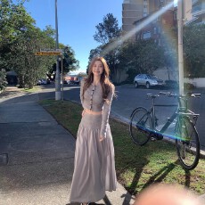 批发周壹8.8 私享时刻 <b class='q'>条纹</b>针织上衣长半裙休闲两件套