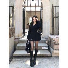 批发画解WAHJU 奈何冬时冬季西装领双排扣设计气质收腰显瘦呢子外套女