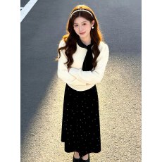 批发富家千金miu系穿搭毛衣<b class='q'>连衣裙</b>女秋冬2025新款小个子香风长裙套装