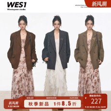 批发9.3新品 WESTAYONE 高级感毛呢西装外套女+设计感长裙白色连衣裙