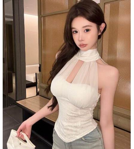 핫걸 레이스 조각 행침 목 캐미솔 불규칙 허리 수축 슬림해 보이는 분위기 센스 닦아내 라. 가슴 안쪽 가져 가라. 쇼트 스타일 맨위