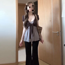 批发辣妹咖色绑带v领短袖针织开衫女夏季<b class='q'>套装</b>内搭吊带背心上衣两件套