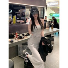 批发JMSHOP 敲顶S曲线! 包臀裙子设计感长裙露腰修身性感鱼尾连衣裙