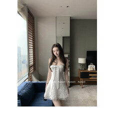 批发网图白色恋人千金重工抹胸蝴蝶结收腰蕾丝<b class='q'>礼服</b><b class='q'>裙</b>