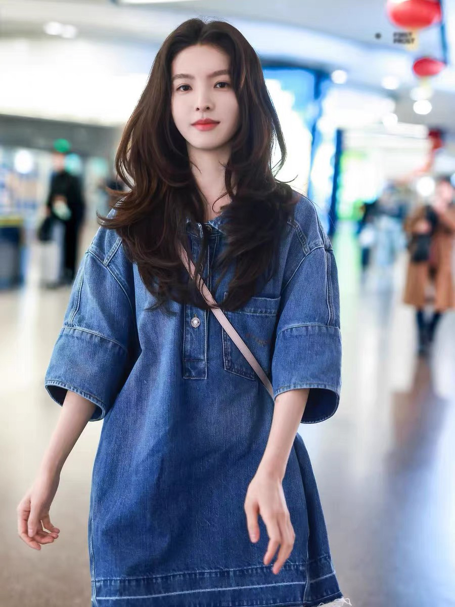 챕터 만약 난 스타 같은 단락 새로운 워싱 데님 여성 드레스 봄 프랑스식 레트로 셔츠 짧은 치마