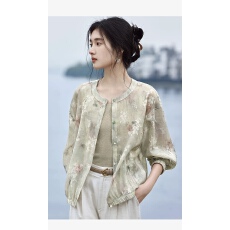 批发新中式暗花肌理感衬衫外套女夏季薄款好看国风上衣