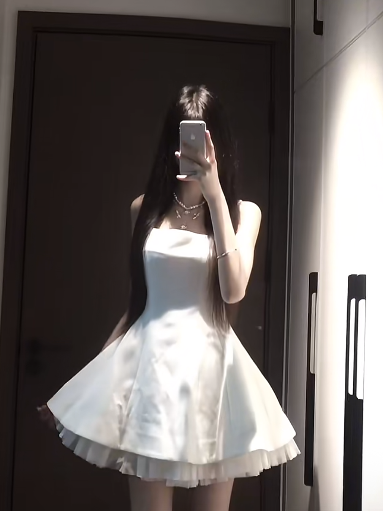 프랑스식 발레 바람 화이트 조끼 슬립 드레스 아이들 여름 망사 패치워크 퍼프 미니 스커트