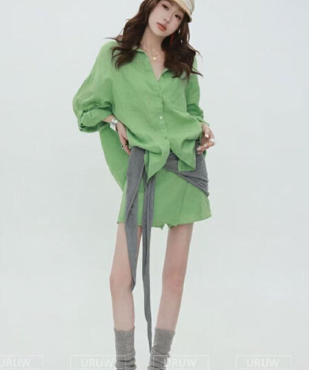 잉 어린이 맞춤 떠 다니는 그림자 일광 오래된 돈 바람 품격 7부 소매 셔츠 패션 다용도 하이웨이스트 반바지