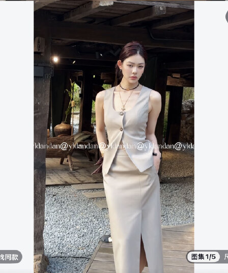 yldandan A 심지어 리 오래된 돈 레트로 디자인 센스 높음 지혜 미니멀리즘 민소매 손 사 디자인 센스 정장 세트