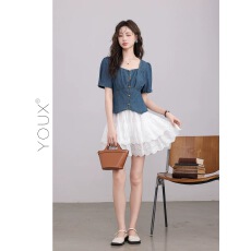 批发又巷不加糖的甜独特漂亮小衫夏季新款法式复古<b class='q'>牛仔</b><b class='q'>衬衫</b>女