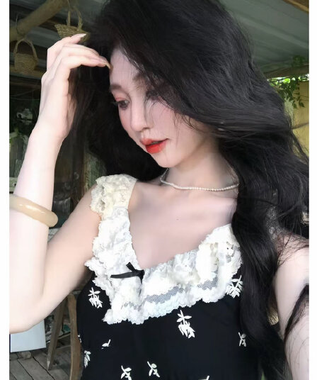 저녁 바람 속삭임 프랑스식 레트로 디자인 센스 여름 신제품 허리 수축 슬림해 보이는 꽃무늬 슬립 연속 드레스
