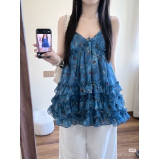 批发WESTAYONE<b class='q'>碎花</b>挂脖吊带上衣女设计感背心