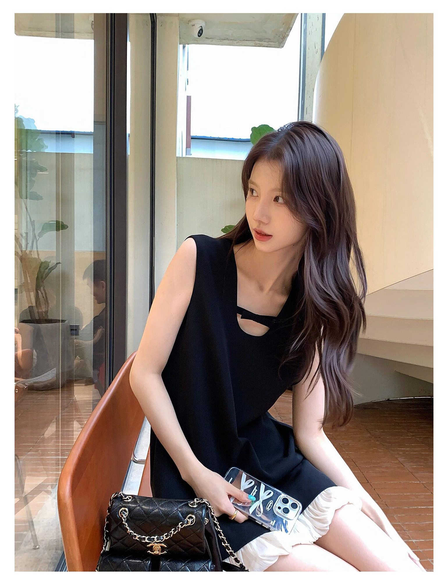 프랑스식 조끼 작은 검은 드레스 품격 연령 감소 부드러운 바람 여름 새로운 치마 쇼트 스타일 드레스