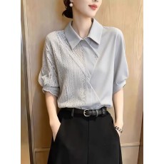 批发洋气减龄超火上衣女夏季新款高端老钱风气质简约<b class='q'>时尚</b><b class='q'>大码</b>女装