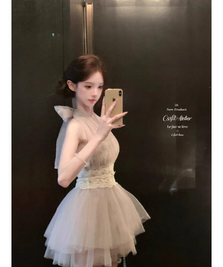 26 ss 황혼 등나무 nway 다양한 착용 법 라벤더 보라색 레이스 행침 목 드레스