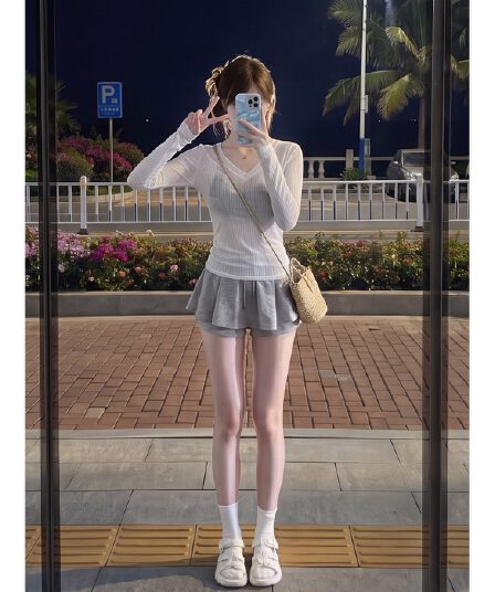 착용 가져 가라. 전체 집합 조기 봄 2026 새로운 화이트 블라우스 여성 플리츠 반신 치마 세트