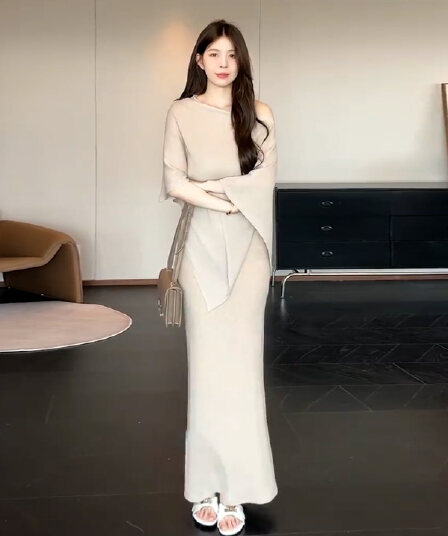 느긋한 바람 숄 니트 슬립 드레스 아이들 2025 새로운 한 부서 이른 가을 착용 가져 가라. 에이즈 환자 세트 롱 스커트
