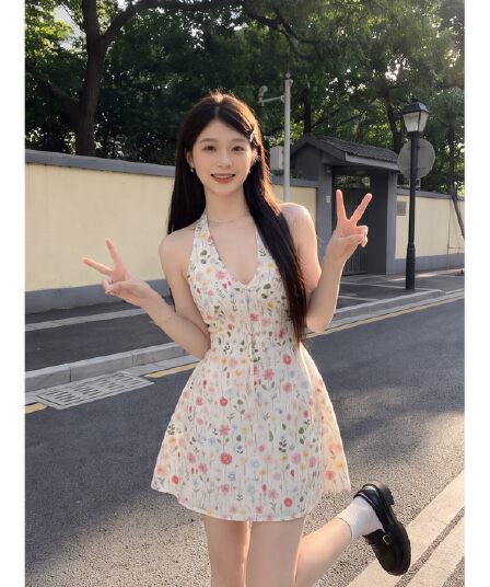 해변가 휴가 행침 목 슬립 꽃무늬 드레스 아이들 여름 2026 새로운 프랑스식 작은
