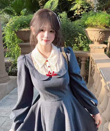 페이크 레이어드 도트 무늬 프린트 스트랩 모직 여성 드레스 허리 수축 천 금빛 바람 치마